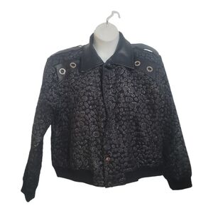 Argueculture black vegan faux leather silver snaps jacket xl nwot streetwear emo